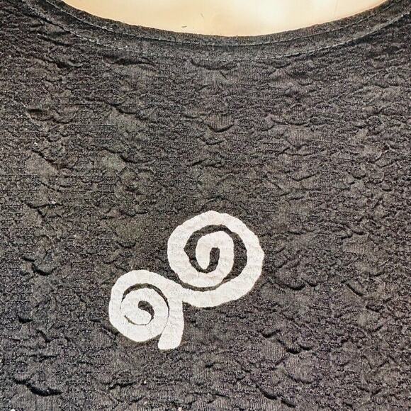 Vintage LA Lights XL Blouse Black Texture Boat Shell Fish Stretch Short Sleeve - Picture 3 of 7